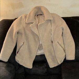 Nasty Gal Cream Teddy Jacket Plush Cozy Fit